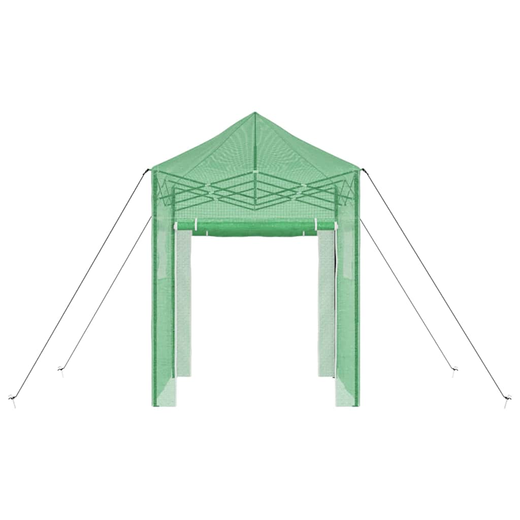 Üvegház pop-up kerettel tetővel Zöld 200 x 200 x 300 cm Vas