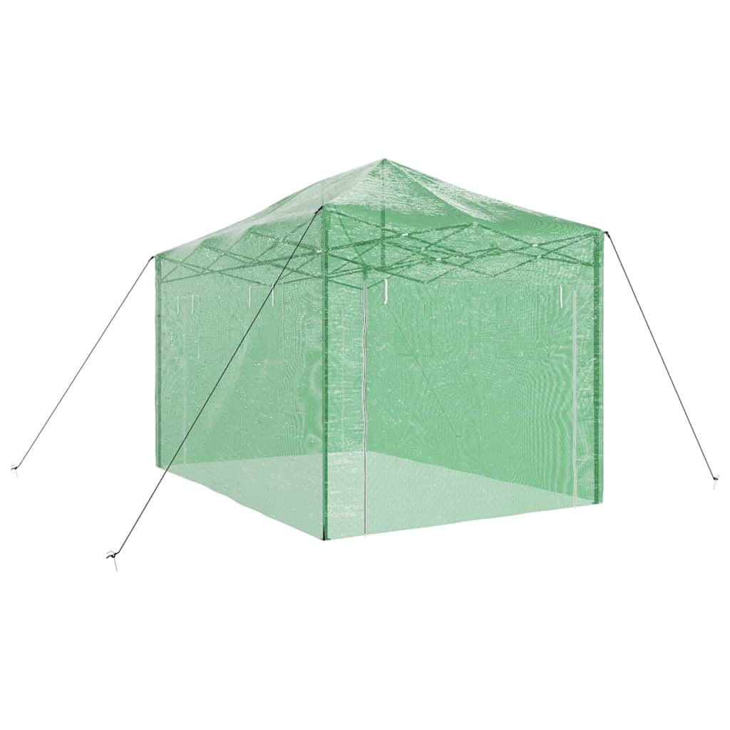 Üvegház pop-up kerettel tetővel Zöld 280 x 410 x 315 cm Vas