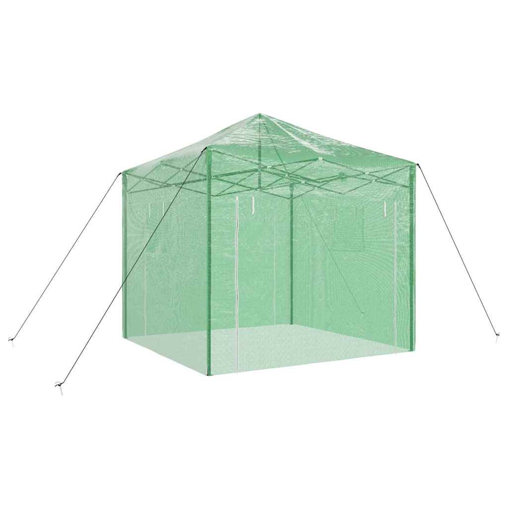 Üvegház pop-up kerettel tetővel Zöld 290 x 290 x 315 cm Vas