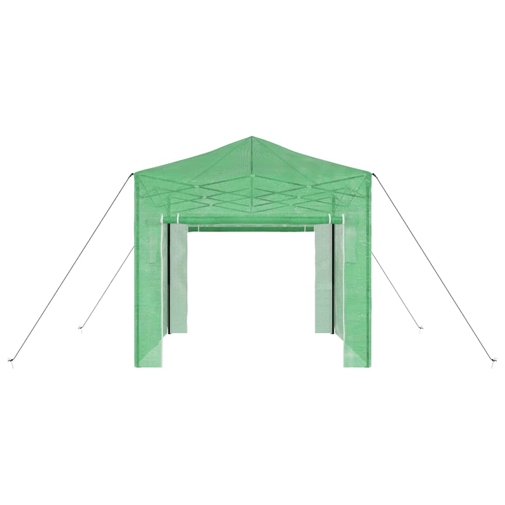 Üvegház pop-up kerettel tetővel Zöld 290 x 290 x 315 cm Vas