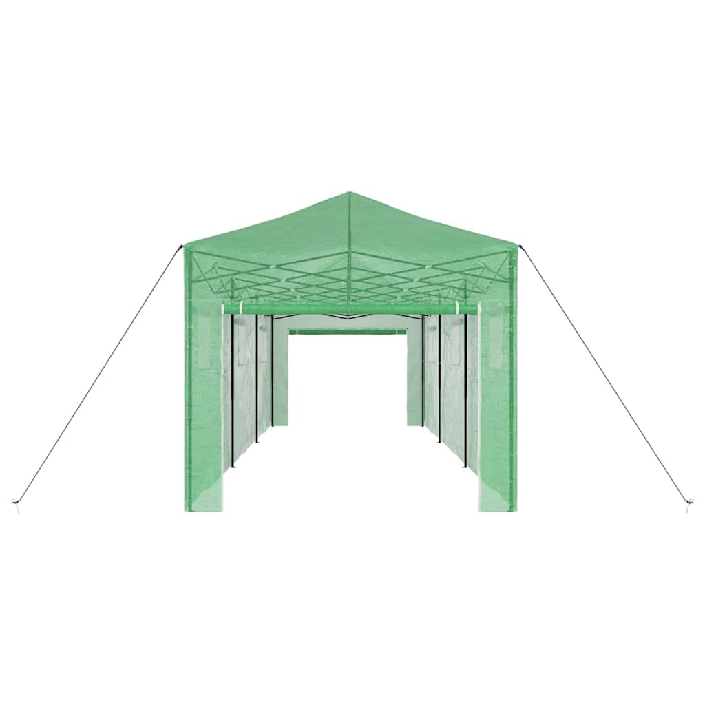 Üvegház pop-up kerettel tetővel Zöld 290 x 870 x 315 cm Vas
