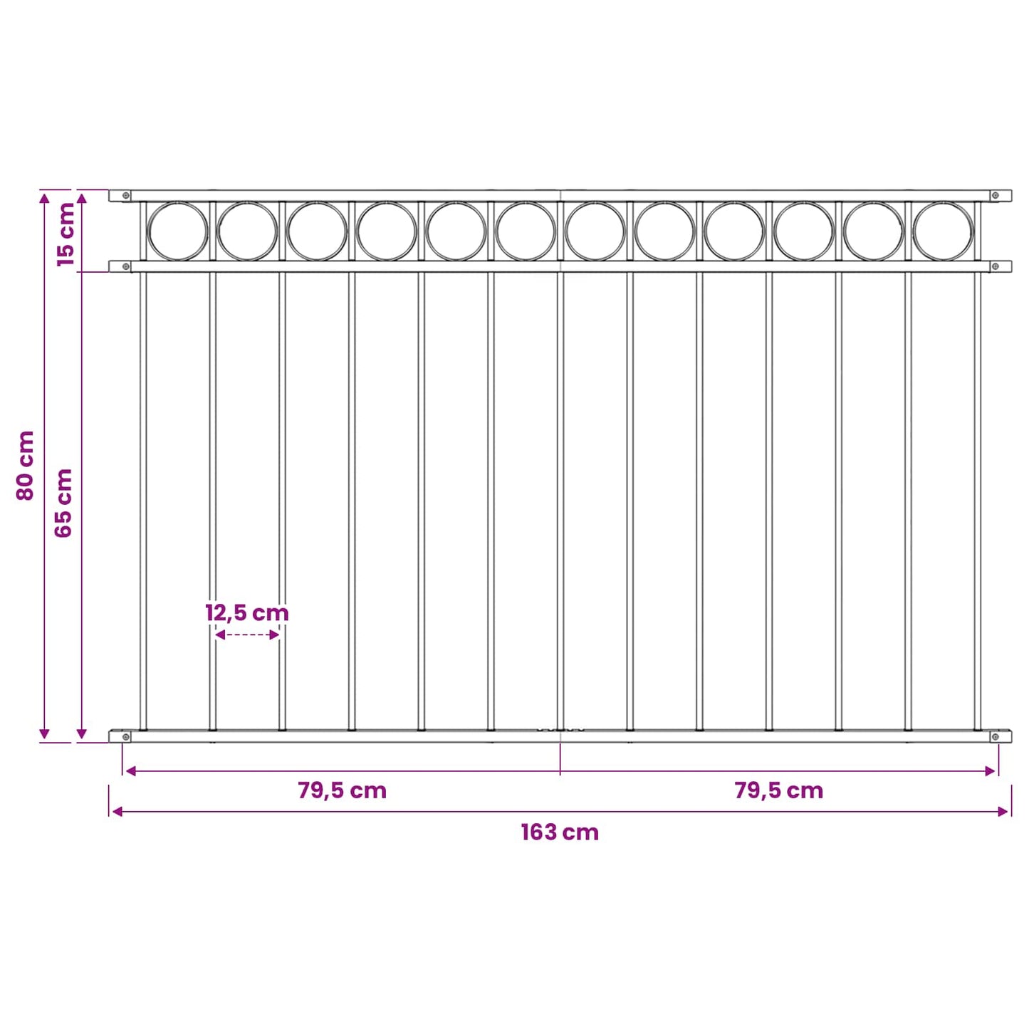 Kerítéselem ASSEN 170 x 80 cm Acél Szürke