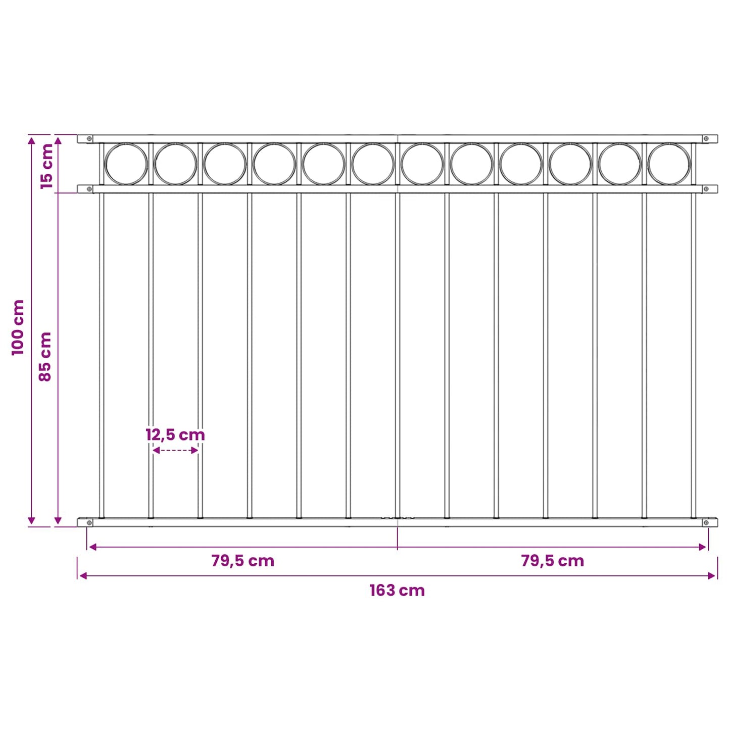 Kerítéselem ASSEN 170 x 100 cm Acél Szürke