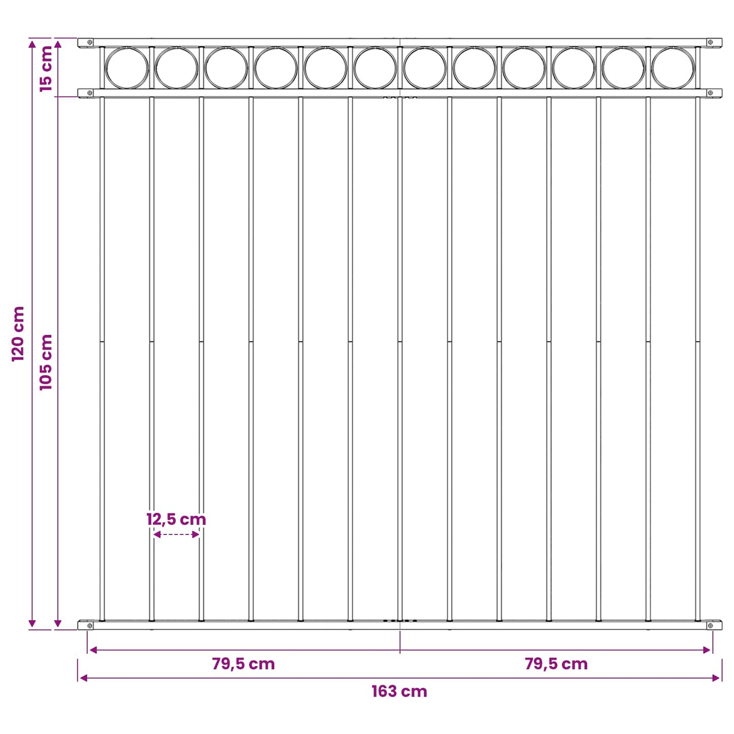Kerítéselem ASSEN 170 x 120 cm Acél Szürke
