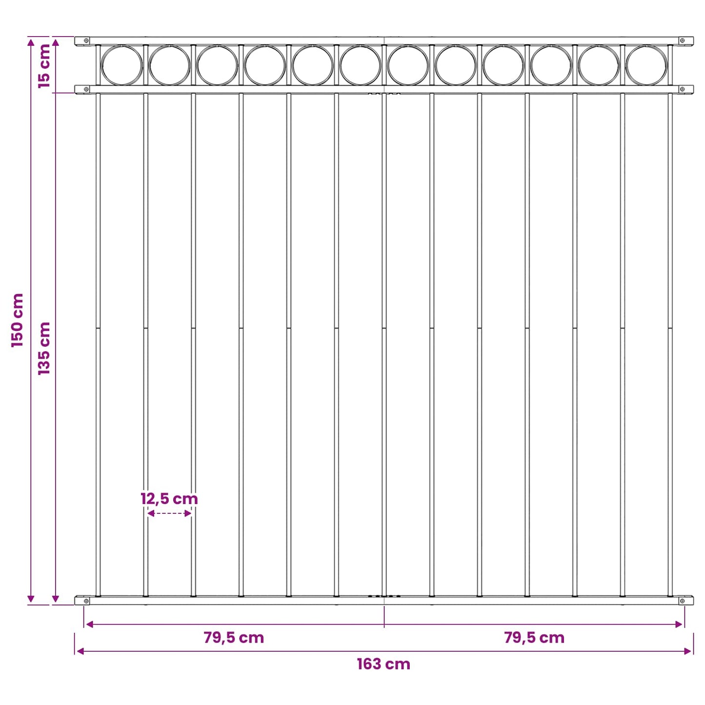 Kerítéselem ASSEN 170 x 150 cm Acél Szürke