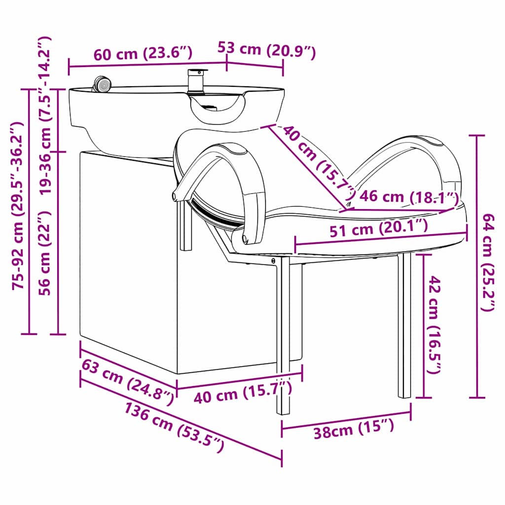Sampon Szék Fehér és fekete 136 x 60 x 92 cm PVC