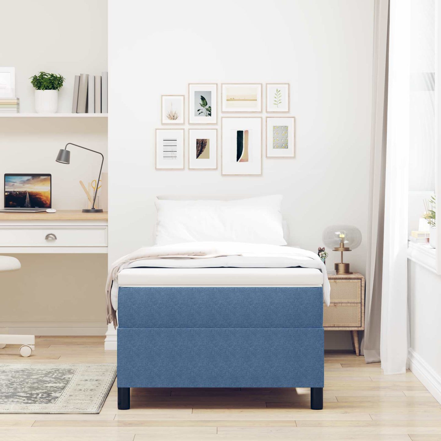 Platform ágykeret Kék 80 x 200 cm Bársonyos szövet