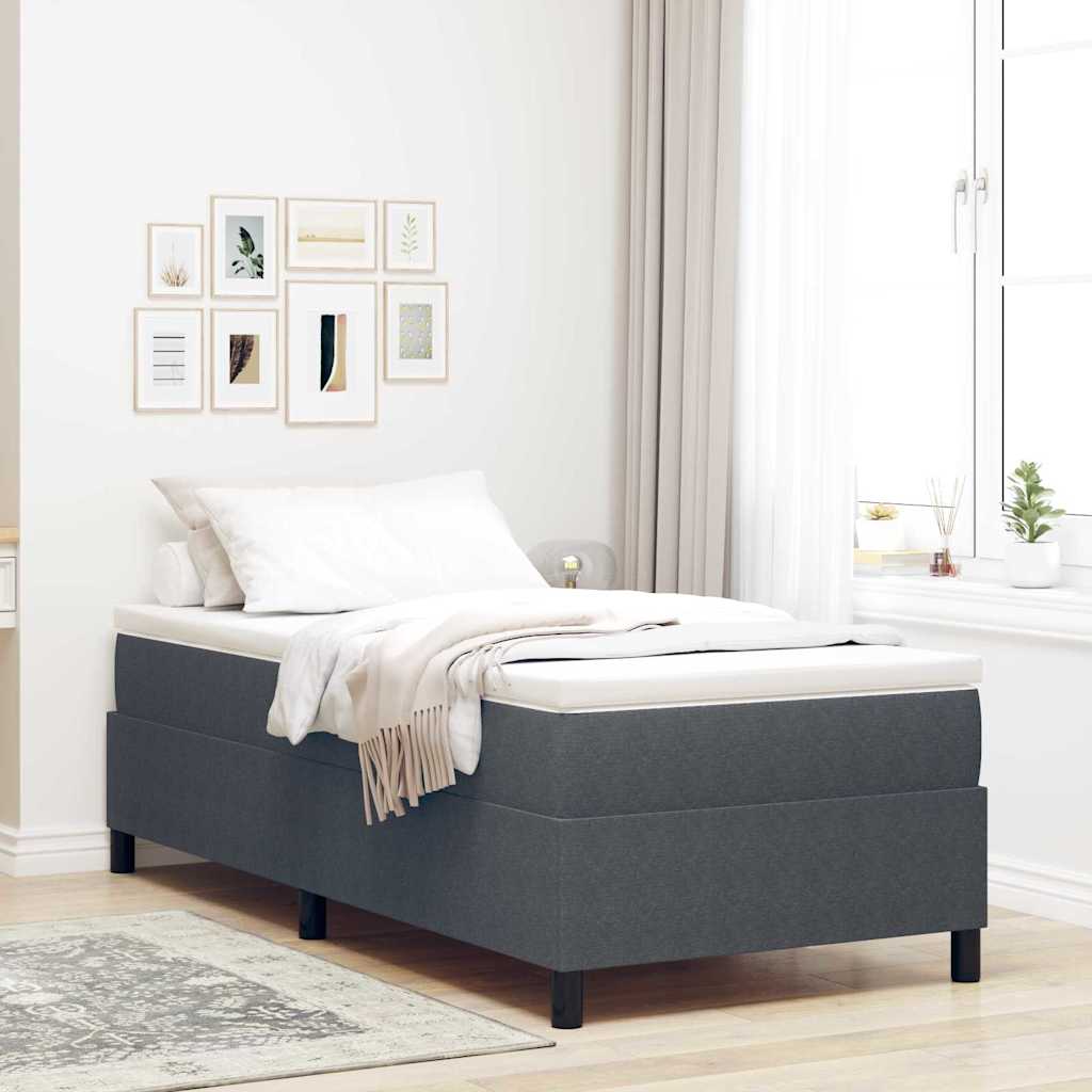 Boxrugós ágy Sötétszürke és Fehér 80 x 200 cm Bársonyos szövet
