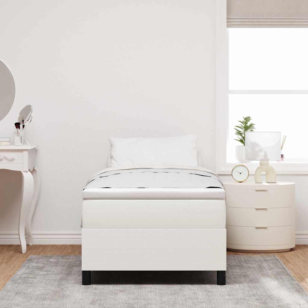 Boxrugós ágy Krém és fehér 90 x 190 cm Bársonyos szövet
