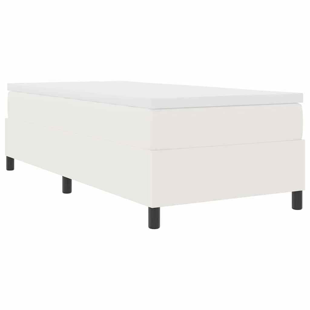 Boxrugós ágy Krém és fehér 90 x 190 cm Bársonyos szövet