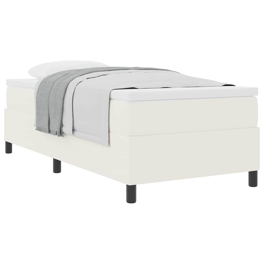 Boxrugós ágy Krém és fehér 90 x 190 cm Bársonyos szövet