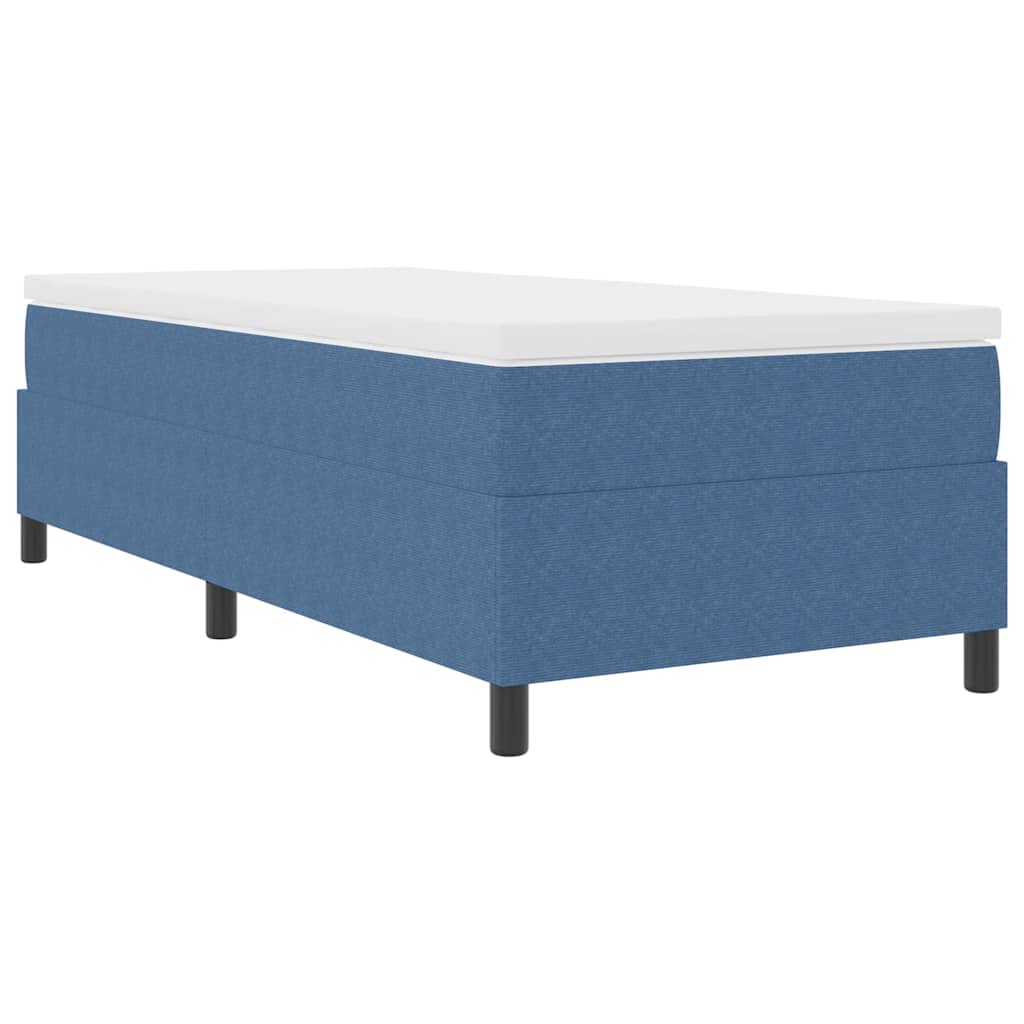 Boxrugós ágy Kék és Fehér 90 x 190 cm Bársonyos szövet