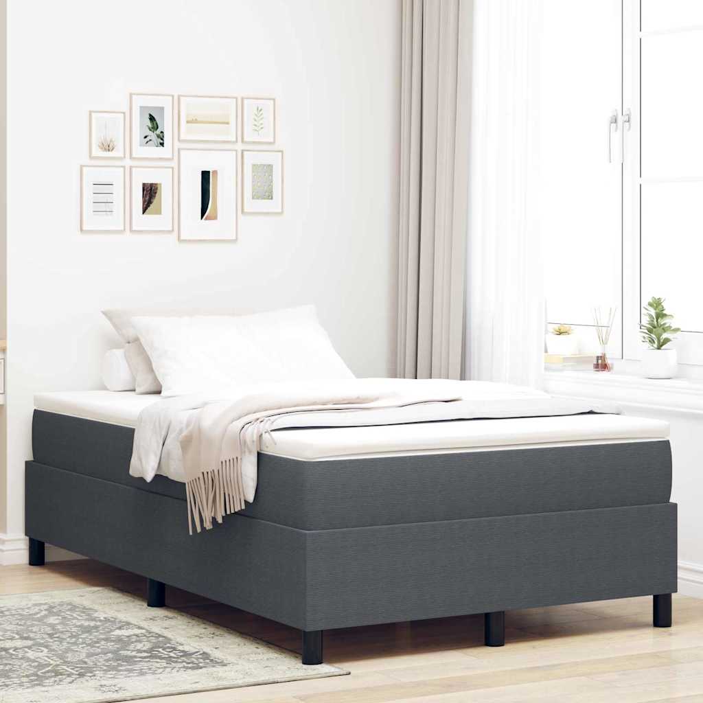 Boxrugós ágy Sötétszürke és Fehér 120 x 200 cm Bársonyos szövet