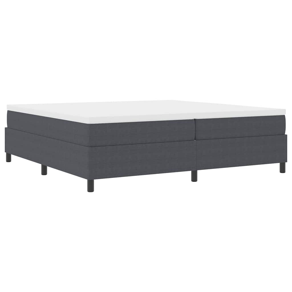 Boxrugós ágy Sötétszürke és Fehér 200 x 200 cm Bársonyos szövet