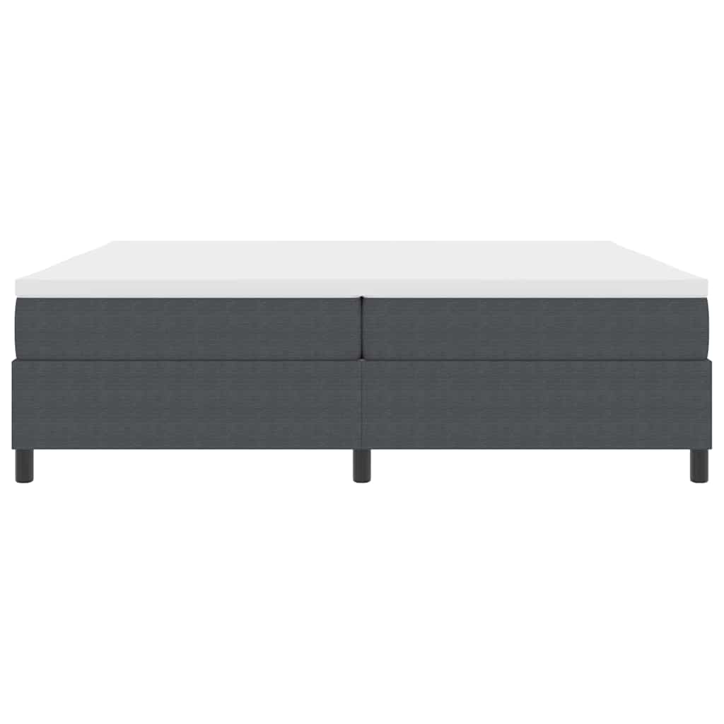 Boxrugós ágy Sötétszürke és Fehér 200 x 200 cm Bársonyos szövet