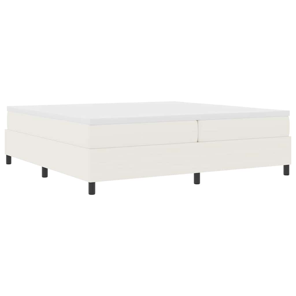 Boxrugós ágy Krém és fehér 200 x 200 cm Bársonyos szövet