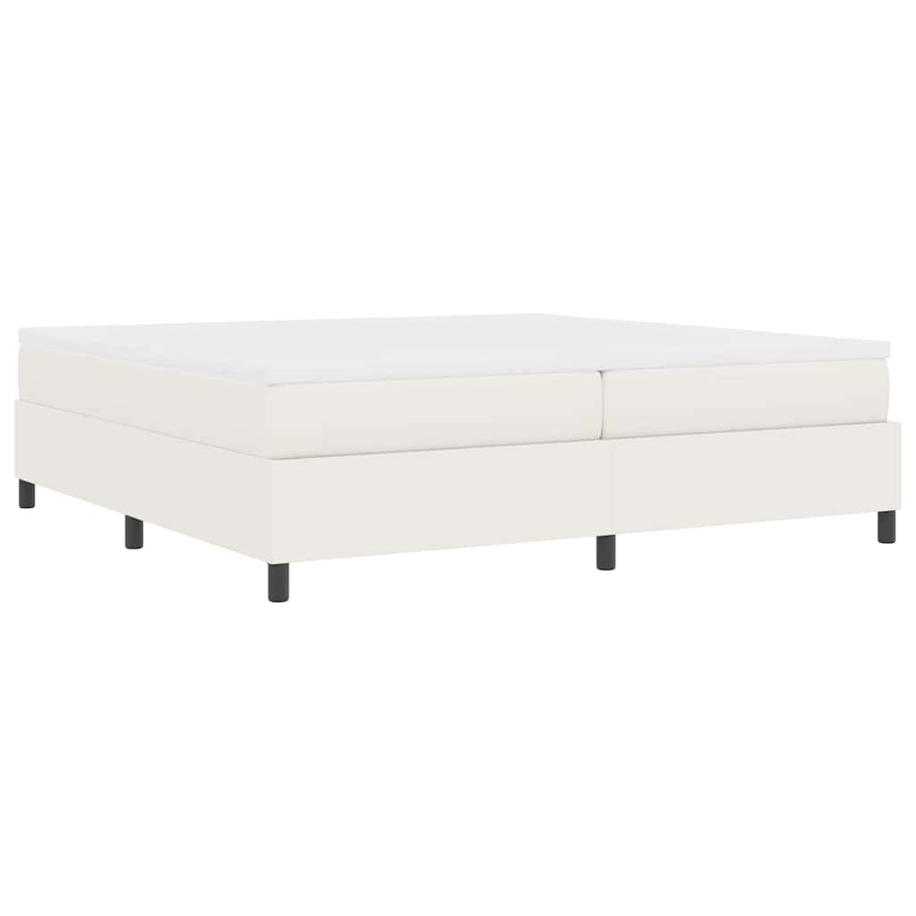 Boxrugós ágy Krém és fehér 200 x 200 cm Bársonyos szövet