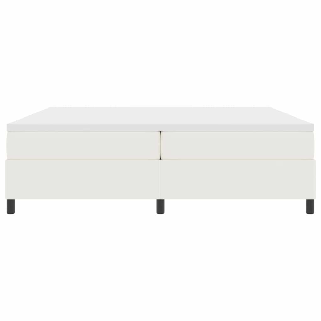 Boxrugós ágy Krém és fehér 200 x 200 cm Bársonyos szövet
