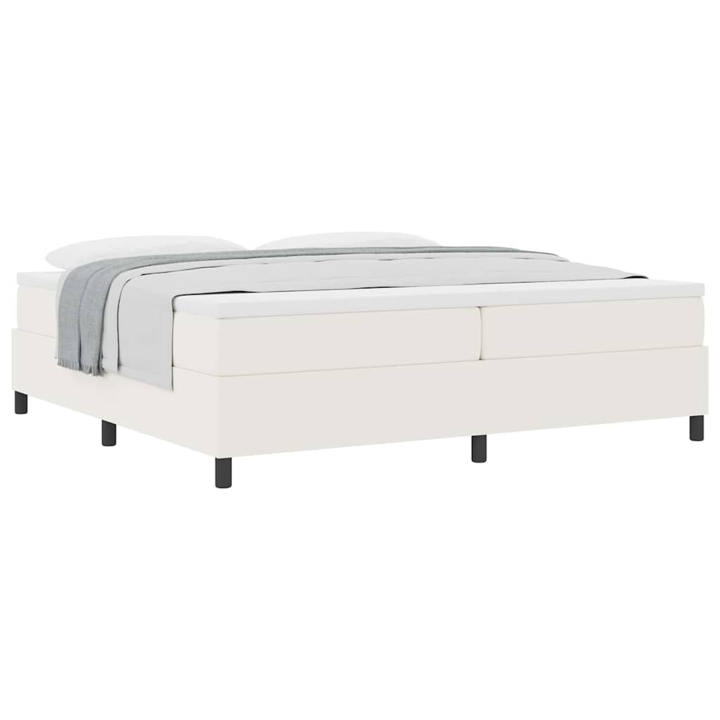 Boxrugós ágy Krém és fehér 200 x 200 cm Bársonyos szövet