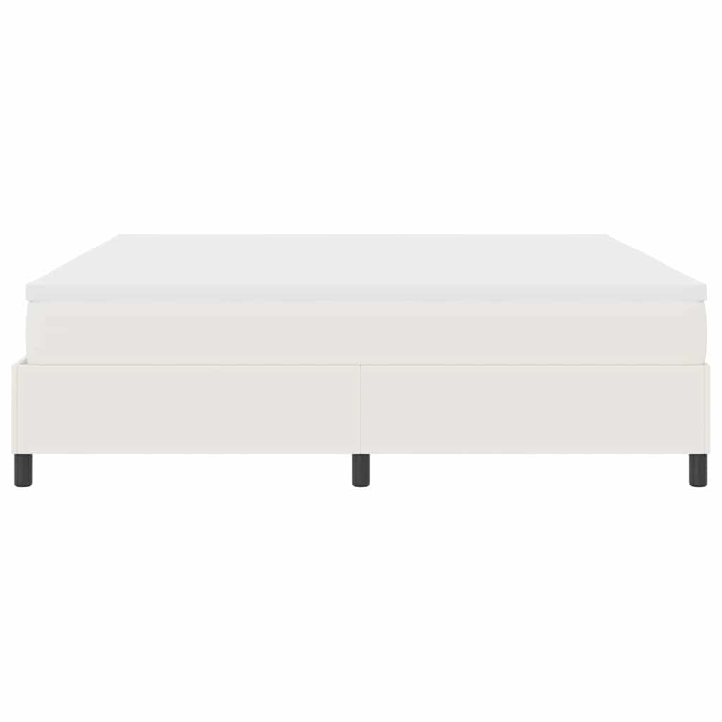 Boxrugós ágy Krém és fehér 200 x 200 cm Bársonyos szövet