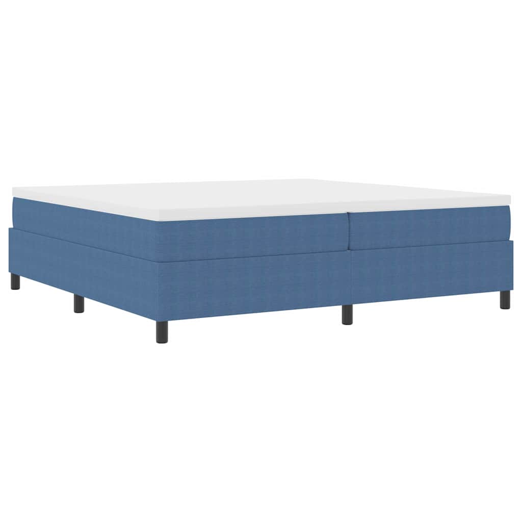 Boxrugós ágy Kék és Fehér 200 x 200 cm Bársonyos szövet
