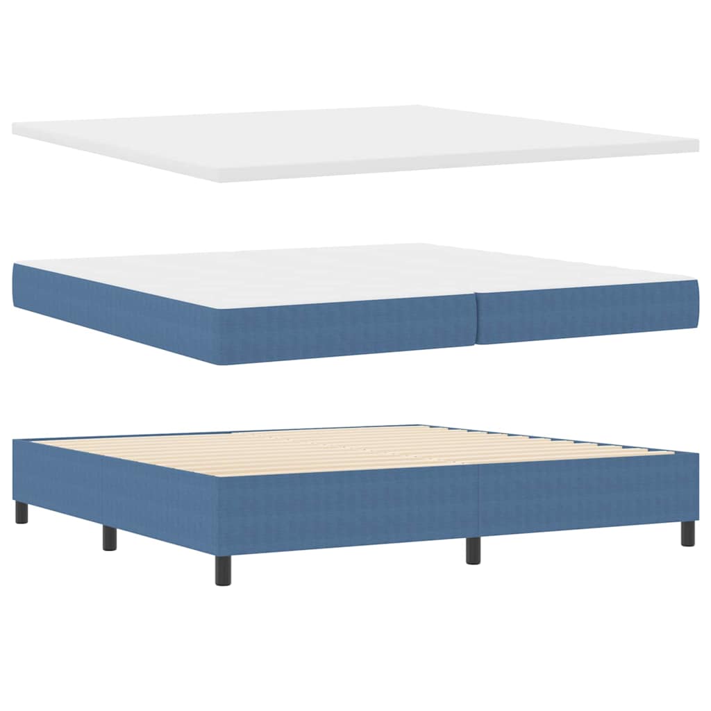 Boxrugós ágy Kék és Fehér 200 x 200 cm Bársonyos szövet