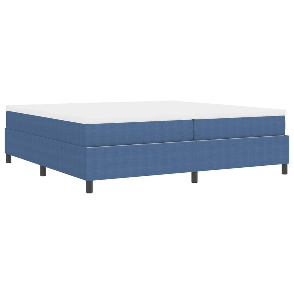 Boxrugós ágy Kék és Fehér 200 x 200 cm Bársonyos szövet