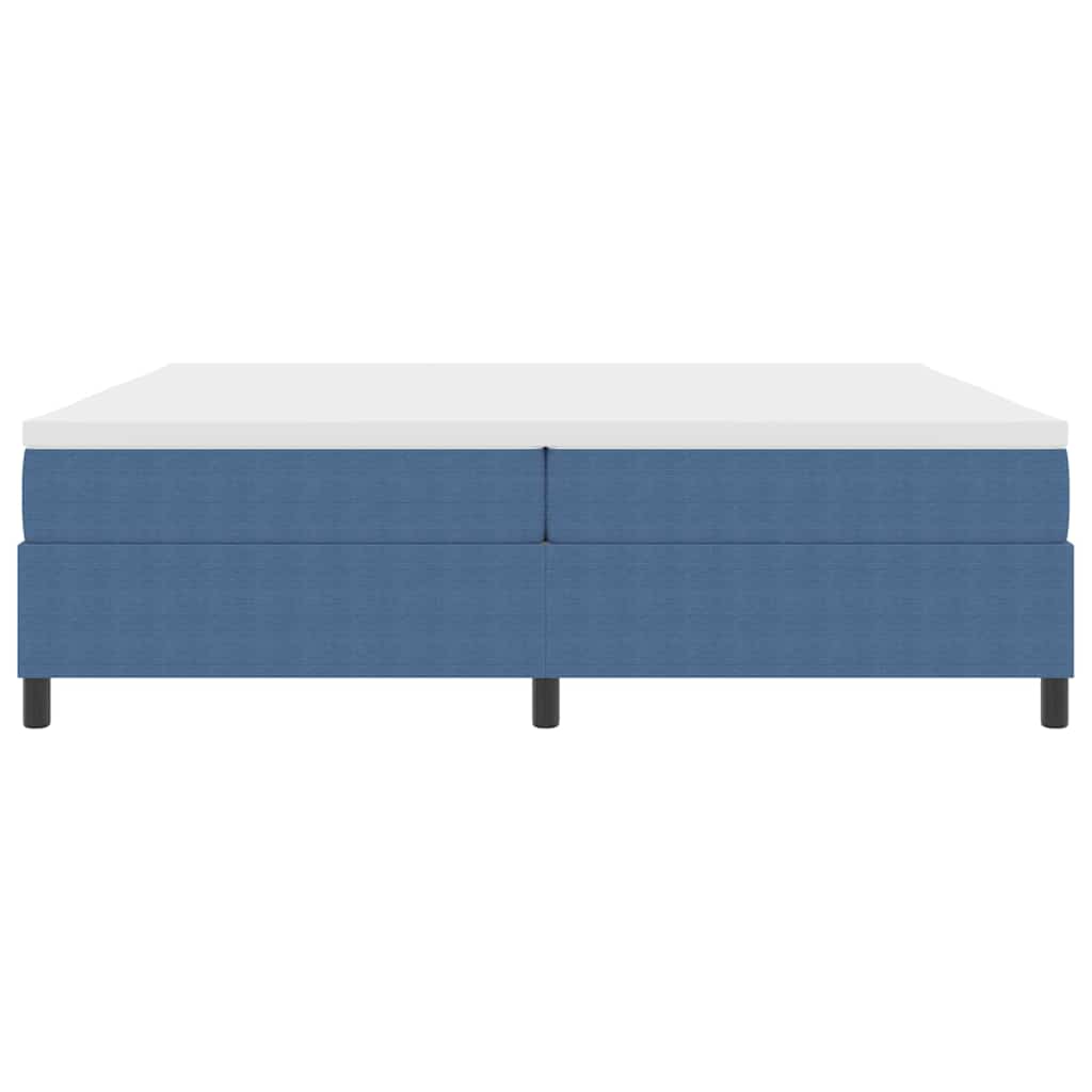 Boxrugós ágy Kék és Fehér 200 x 200 cm Bársonyos szövet
