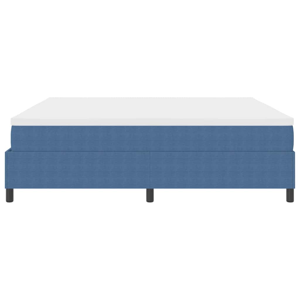 Boxrugós ágy Kék és Fehér 200 x 200 cm Bársonyos szövet