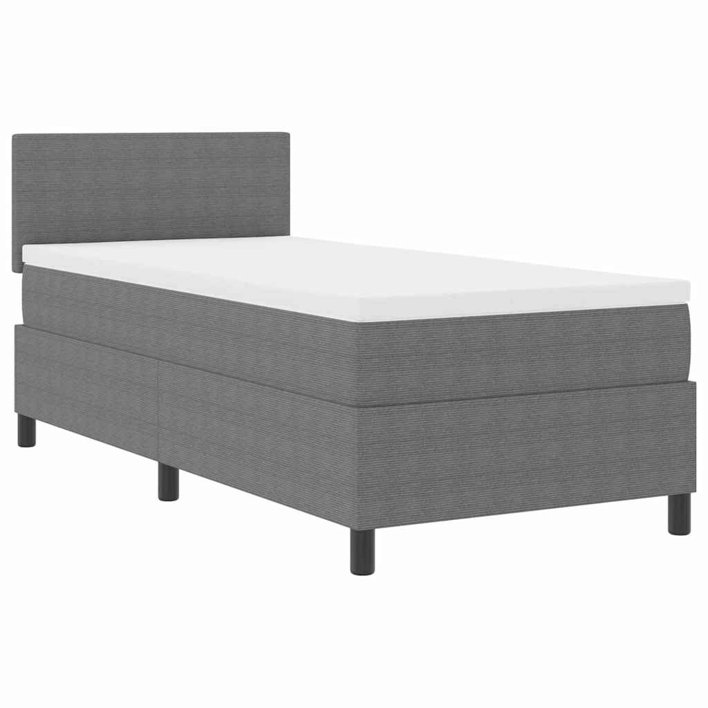 Boxrugós ágy fejtámlával Világosszürke és fehér 100 x 200 cm