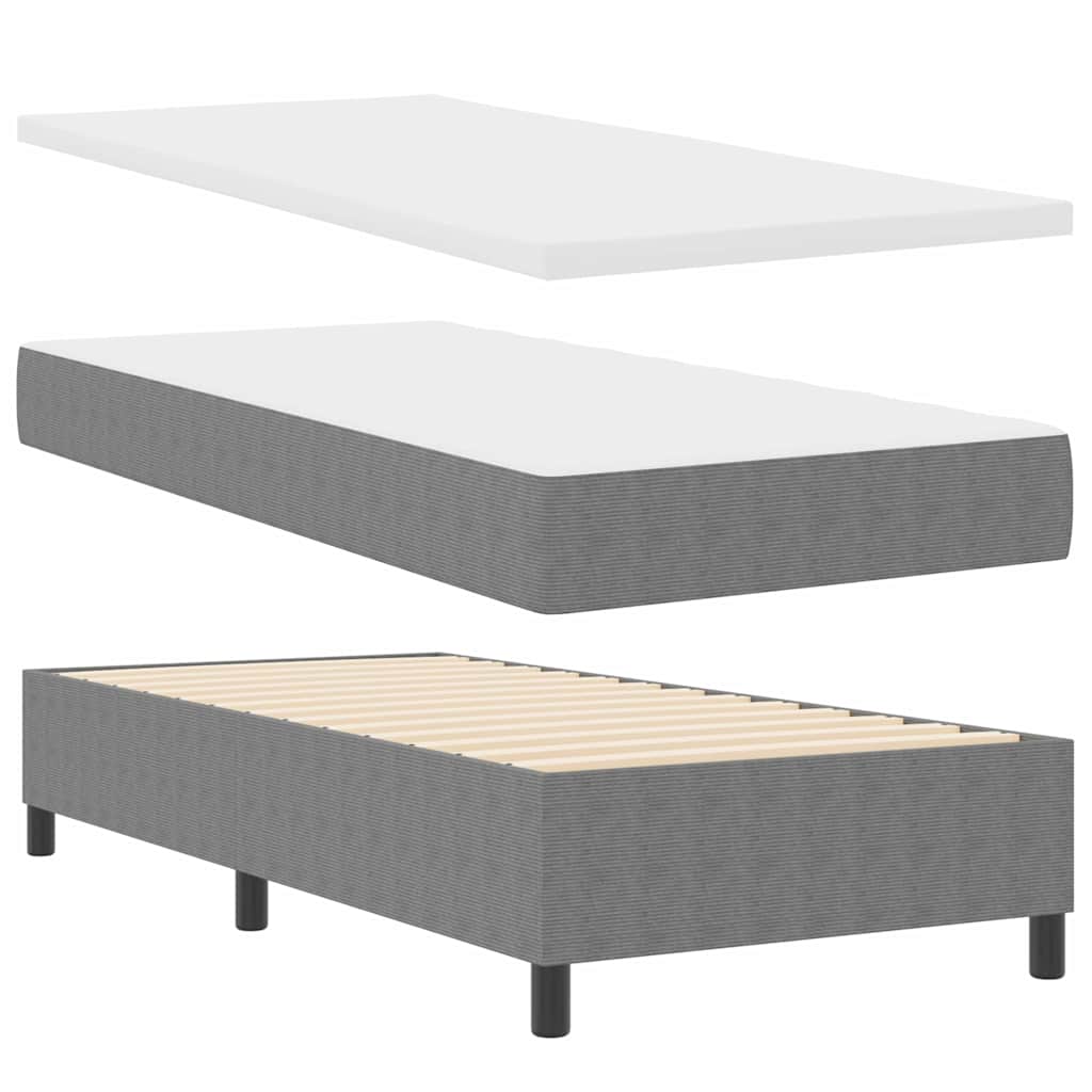 Boxrugós ágy fejtámlával Világosszürke és fehér 100 x 200 cm