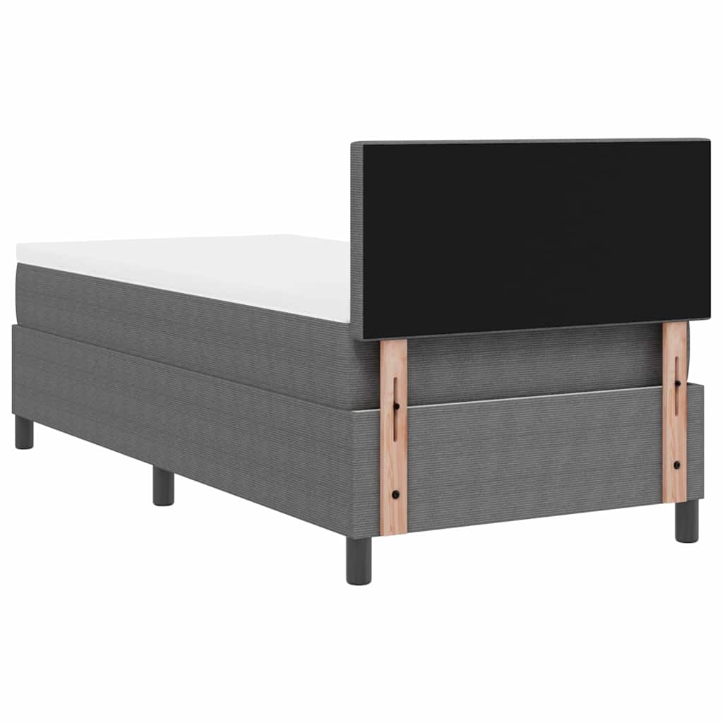 Boxrugós ágy fejtámlával Világosszürke és fehér 100 x 200 cm