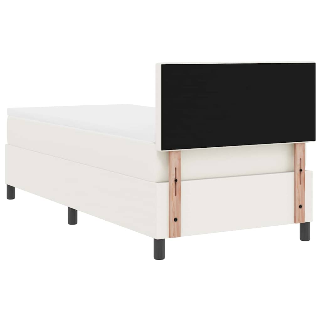 Boxrugós ágy Krém és fehér 100 x 200 cm Bársonyos szövet