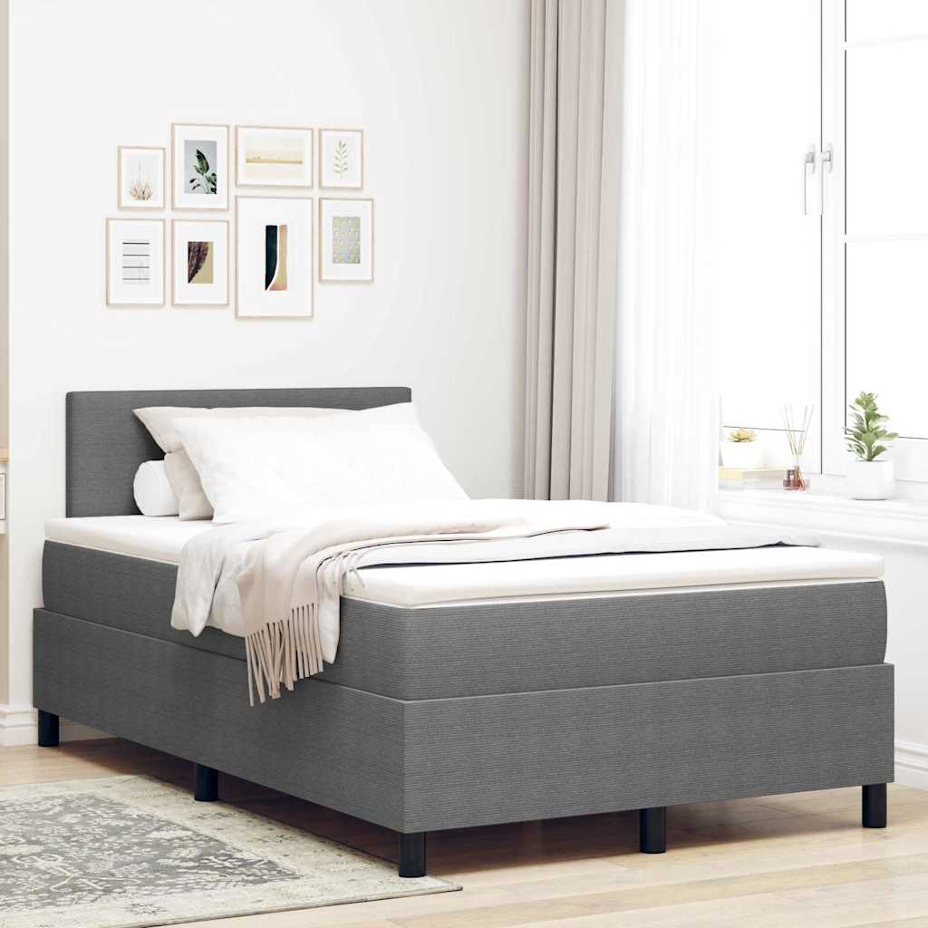 Boxrugós ágy fejtámlával Világosszürke és fehér 120 x 190 cm