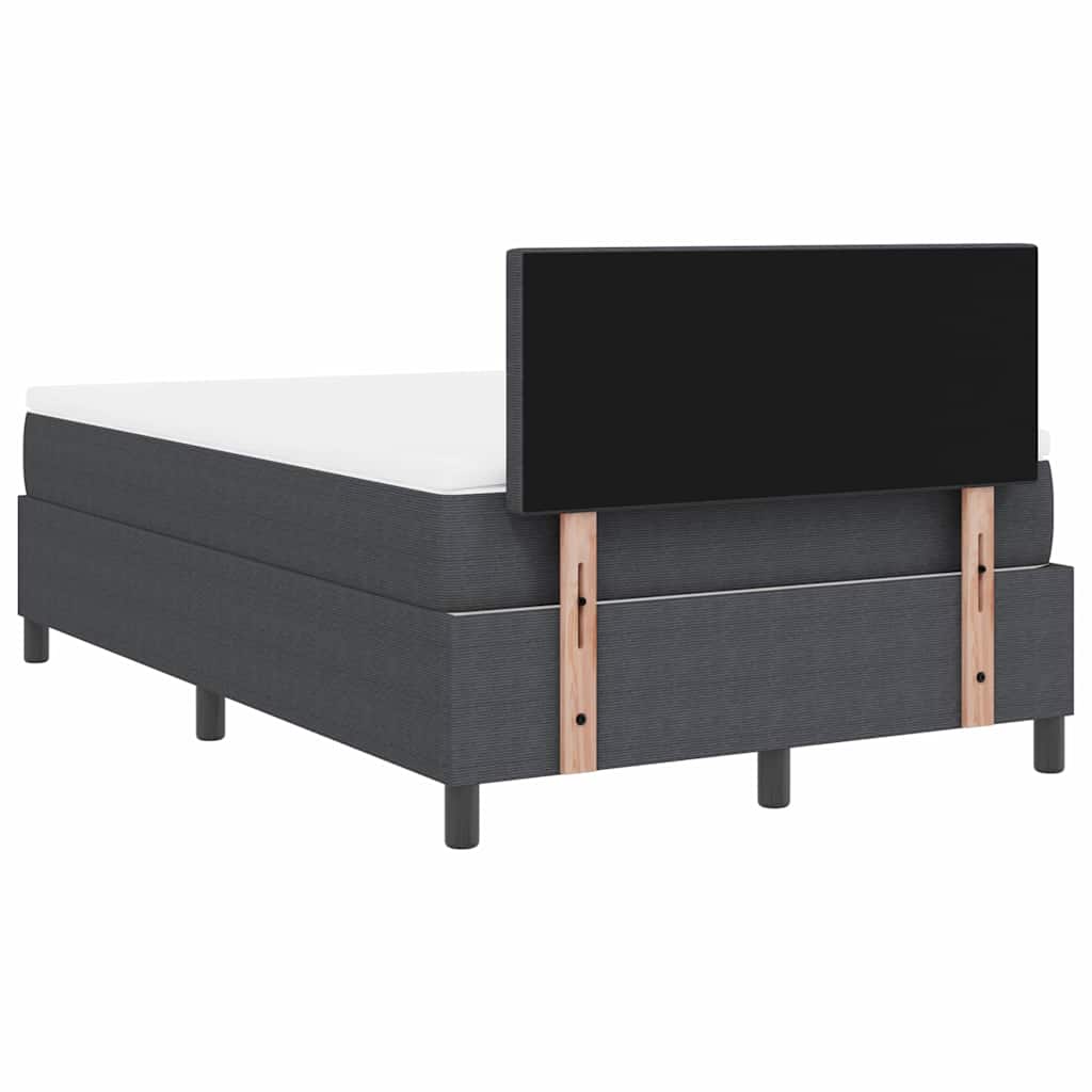 Boxrugós ágy Sötétszürke és Fehér 120 x 190 cm Bársonyos szövet