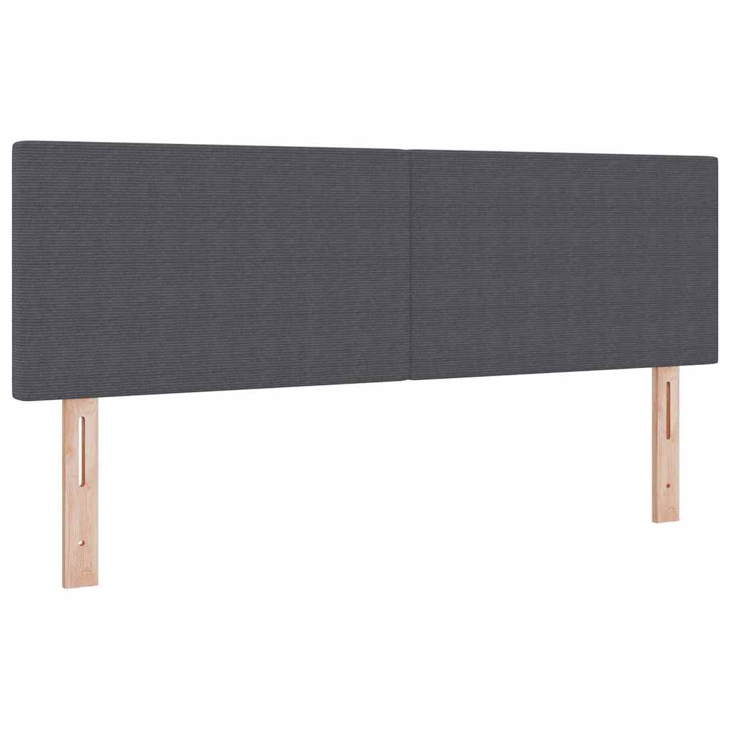 Boxrugós ágy Sötétszürke és Fehér 140 x 200 cm Bársonyos szövet