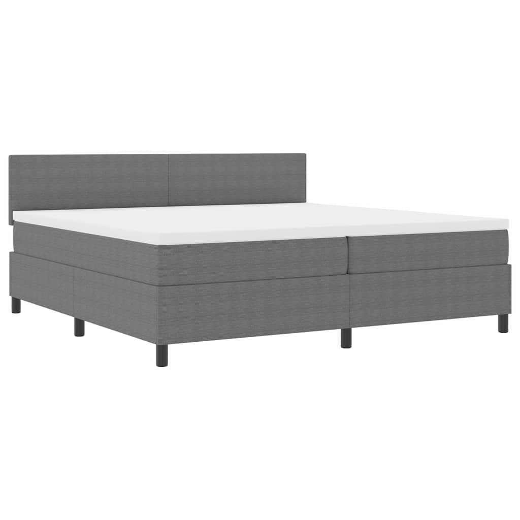 Boxrugós ágy fejtámlával Világosszürke és fehér 200 x 200 cm