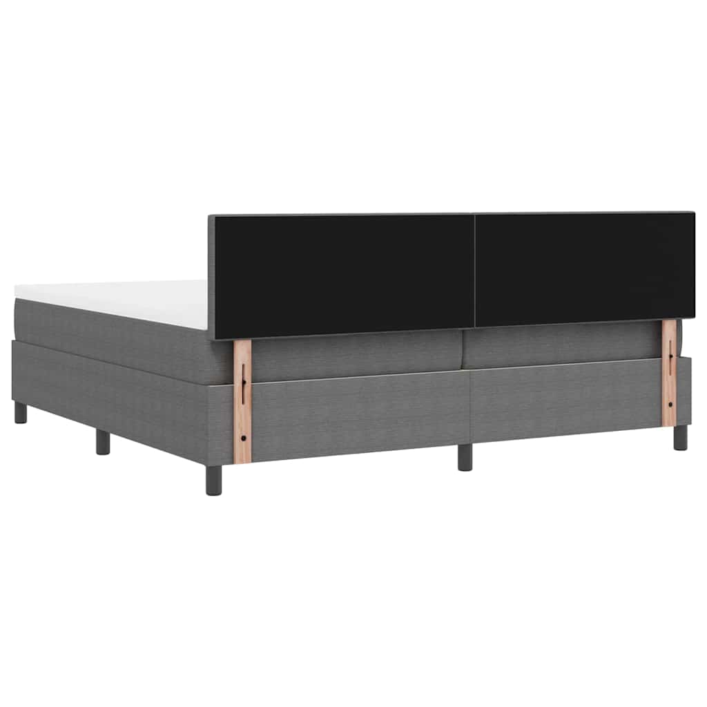 Boxrugós ágy fejtámlával Világosszürke és fehér 200 x 200 cm
