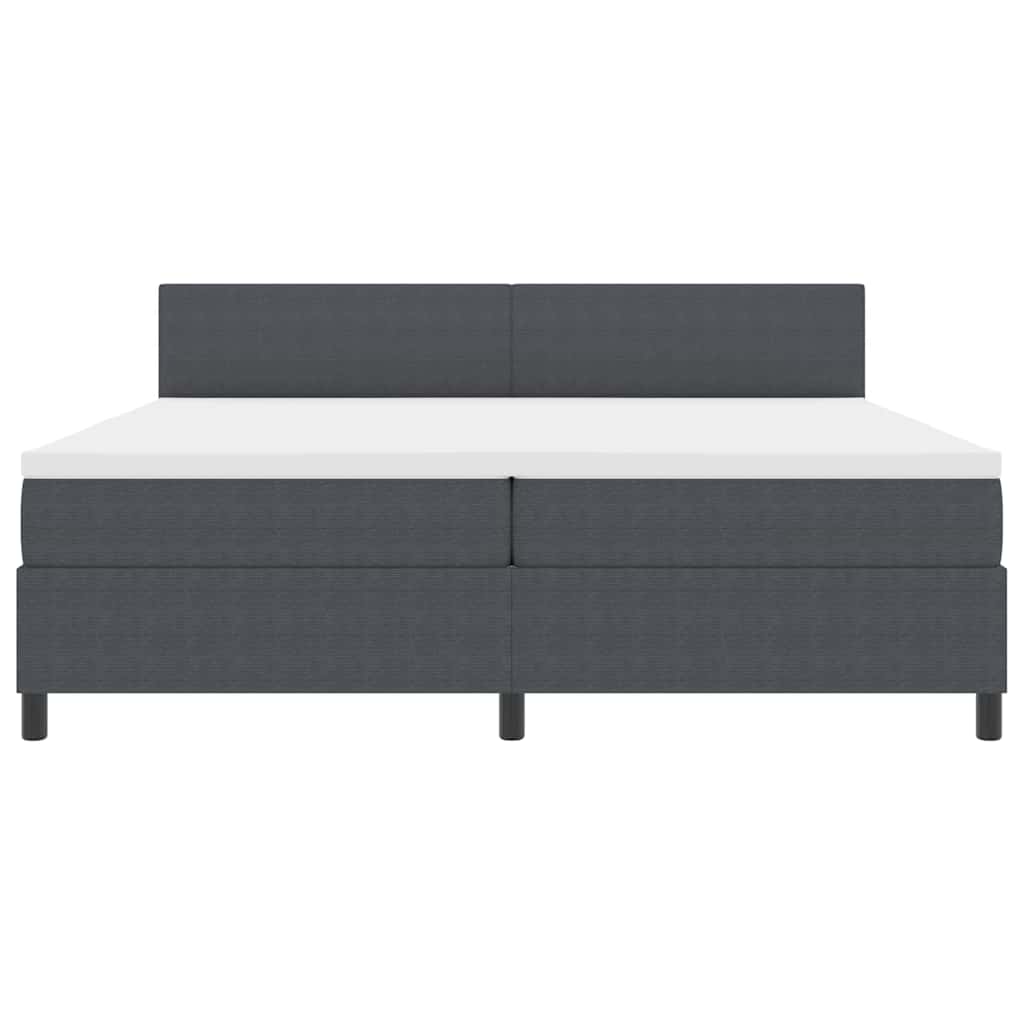 Boxrugós ágy Sötétszürke és Fehér 200 x 200 cm Bársonyos szövet