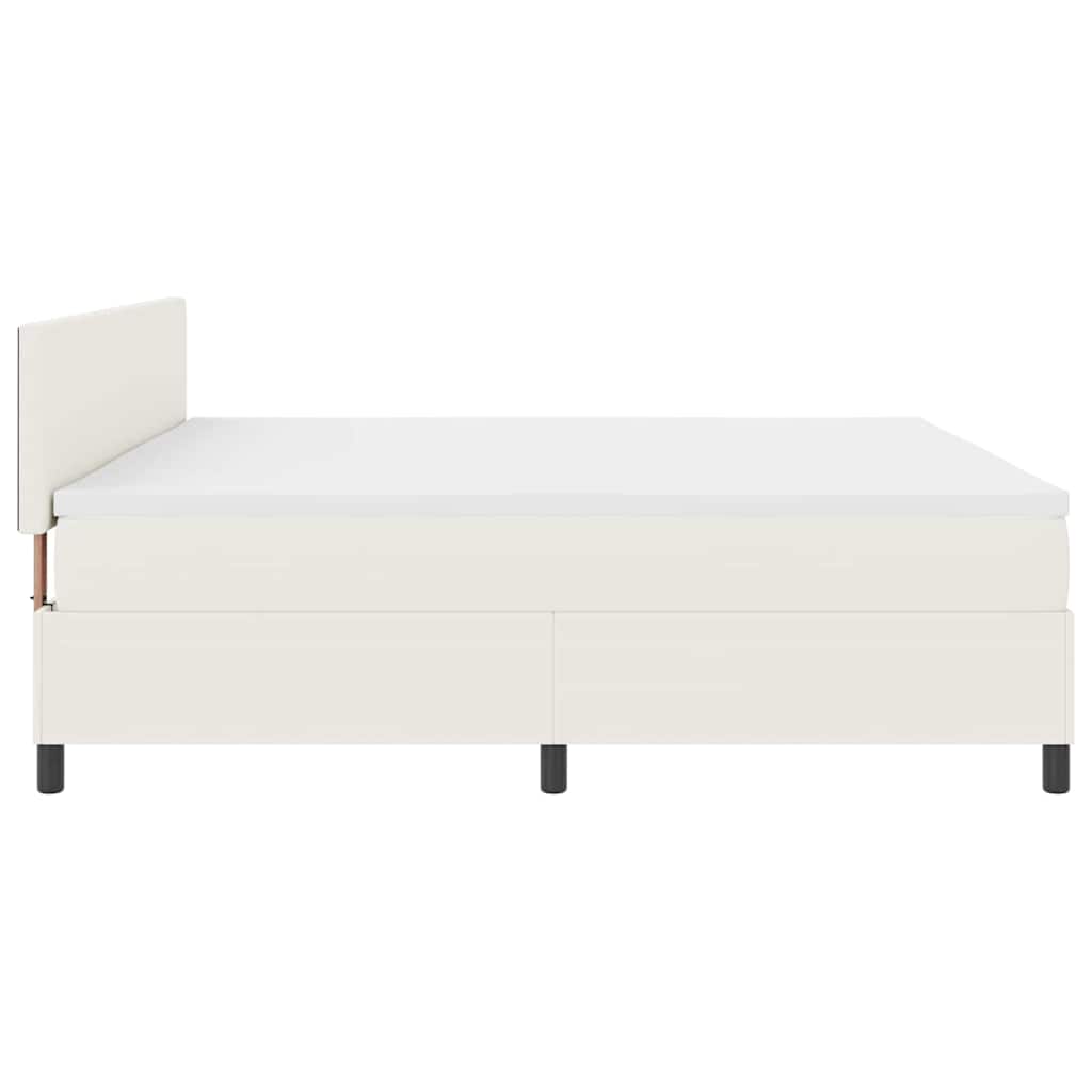 Boxrugós ágy Krém és fehér 200 x 200 cm Bársonyos szövet