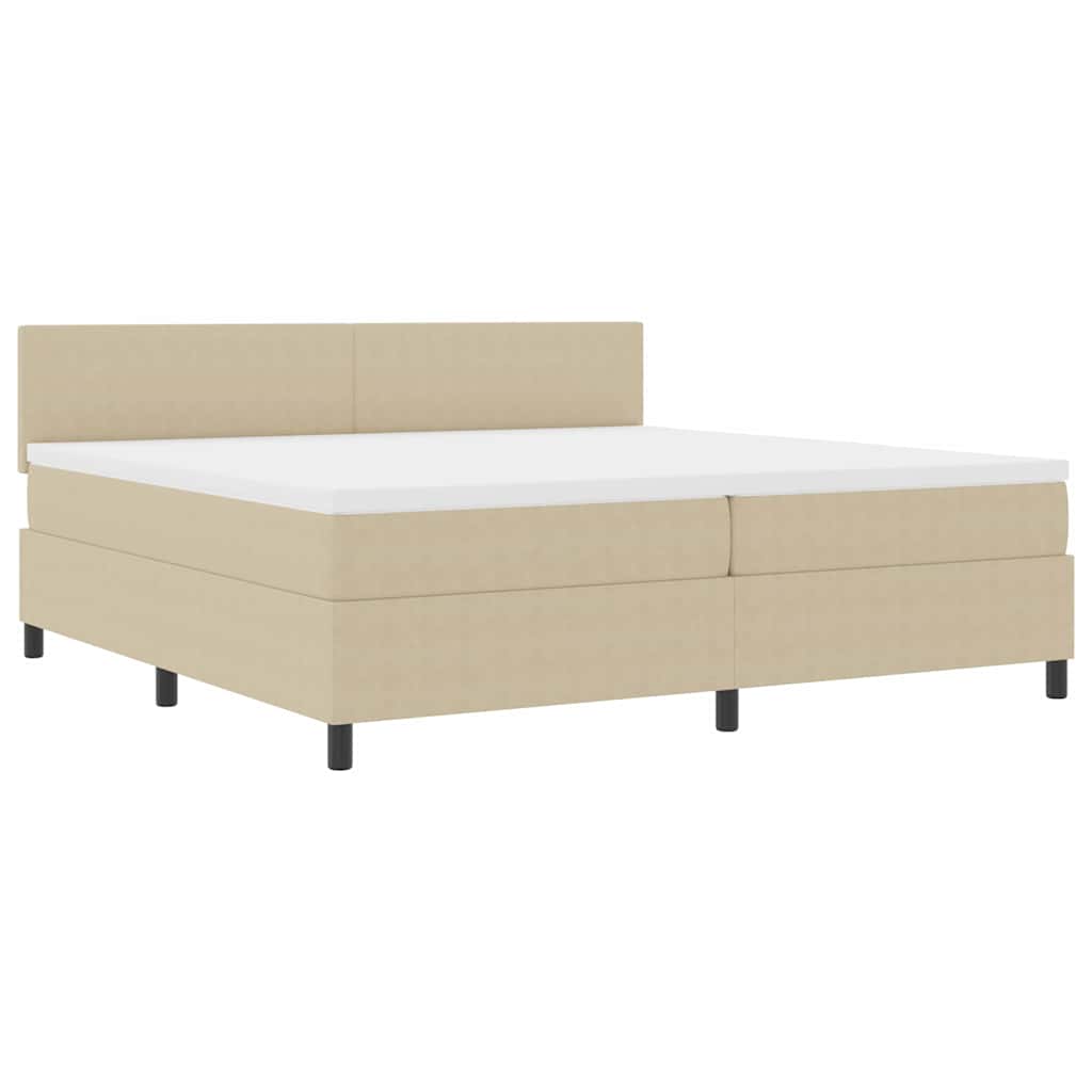 Boxrugós ágy fejtámlával Világosszürke és fehér 200 x 200 cm