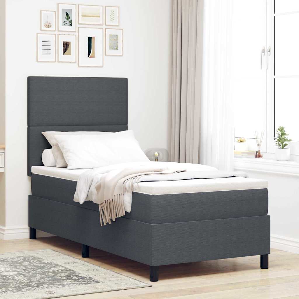 Boxrugós ágy Sötétszürke és Fehér 80 x 200 cm Bársonyos szövet