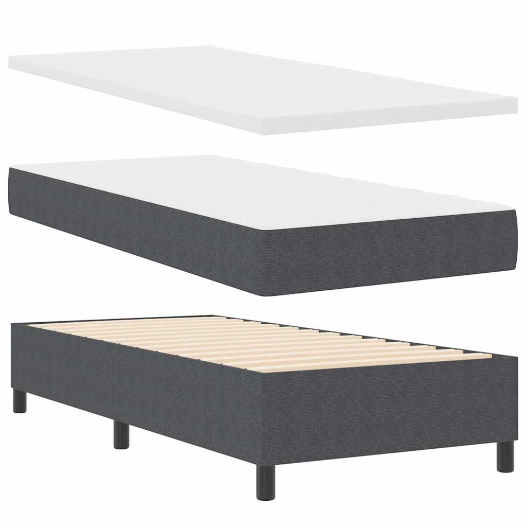 Boxrugós ágy Sötétszürke és Fehér 80 x 200 cm Bársonyos szövet