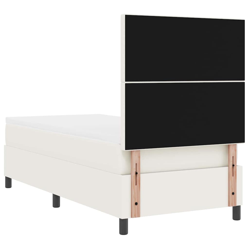 Boxrugós ágy Krém és fehér 100 x 200 cm Bársonyos szövet