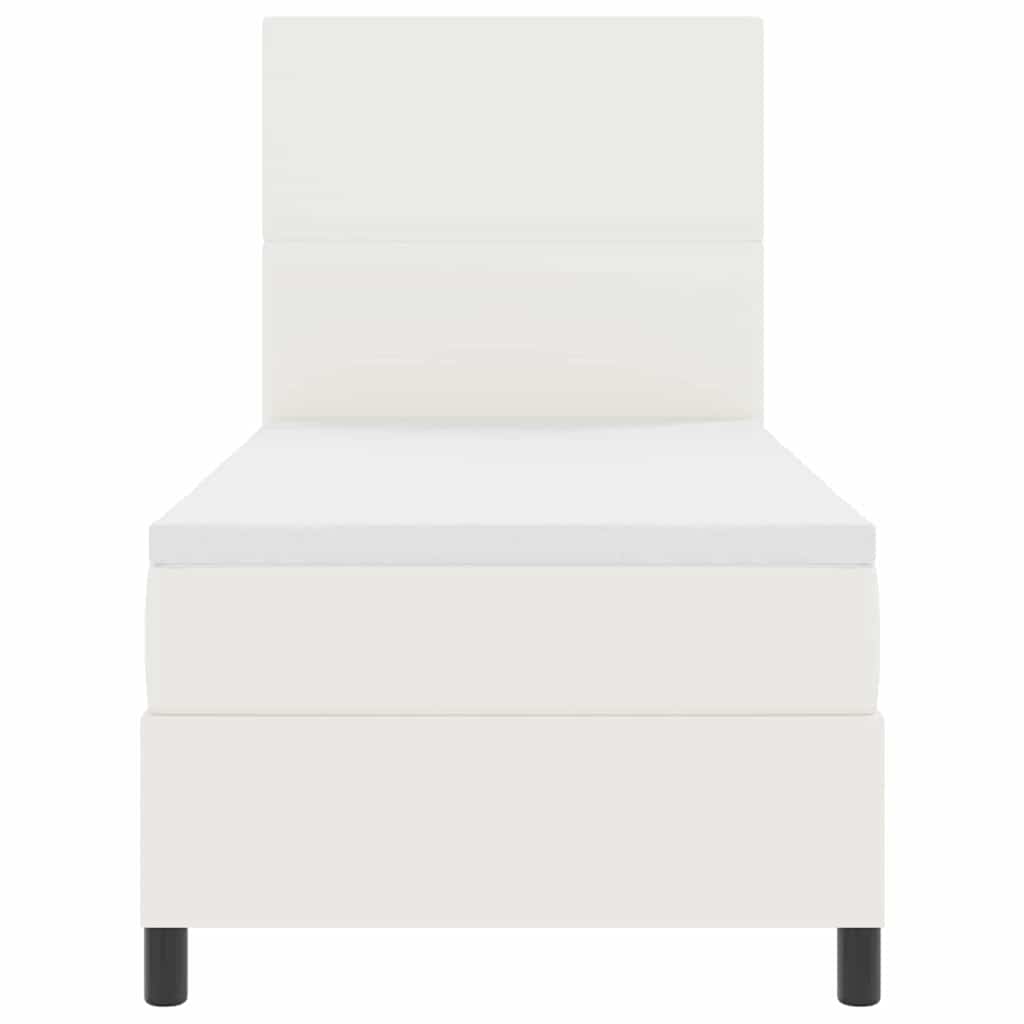 Boxrugós ágy Krém és fehér 100 x 200 cm Bársonyos szövet