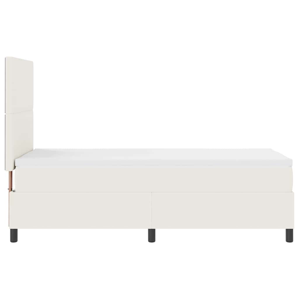 Boxrugós ágy Krém és fehér 100 x 200 cm Bársonyos szövet
