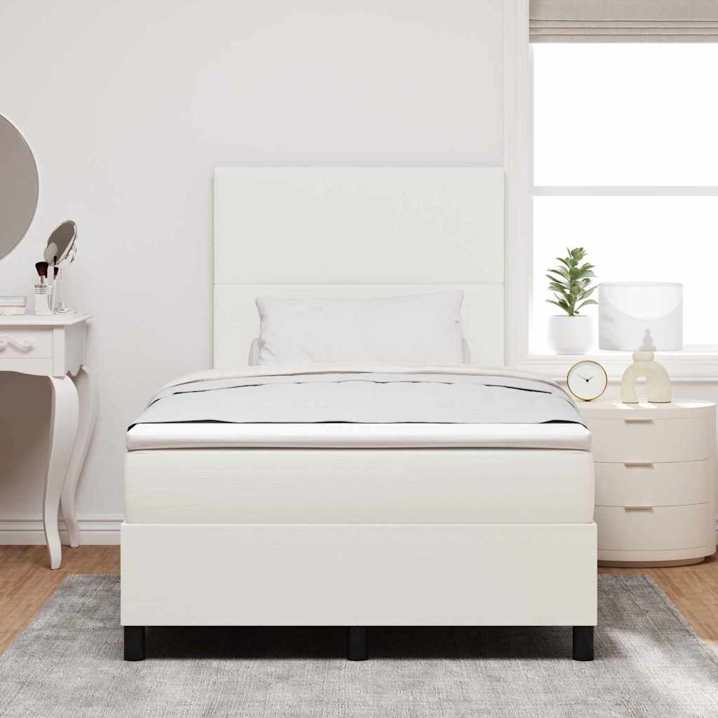 Boxrugós ágy Krém és fehér 120 x 190 cm Bársonyos szövet