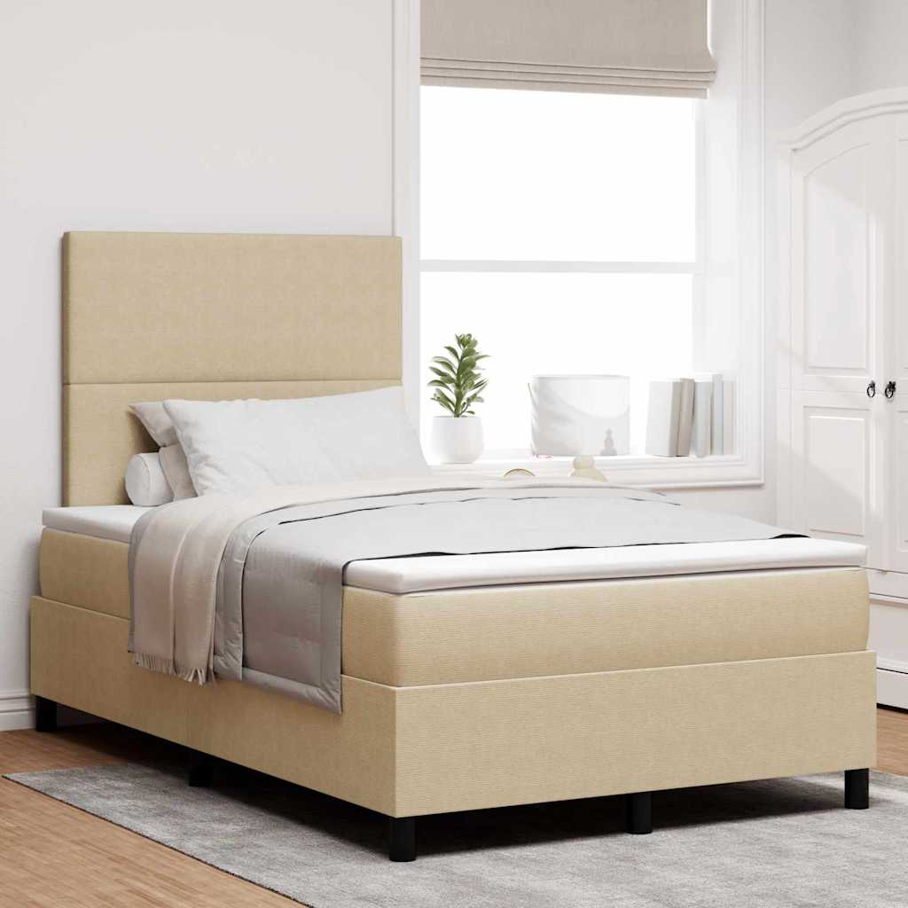Boxrugós ágy fejtámlával Világosszürke és fehér 120 x 190 cm