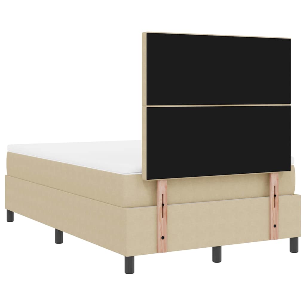 Boxrugós ágy fejtámlával Világosszürke és fehér 120 x 190 cm