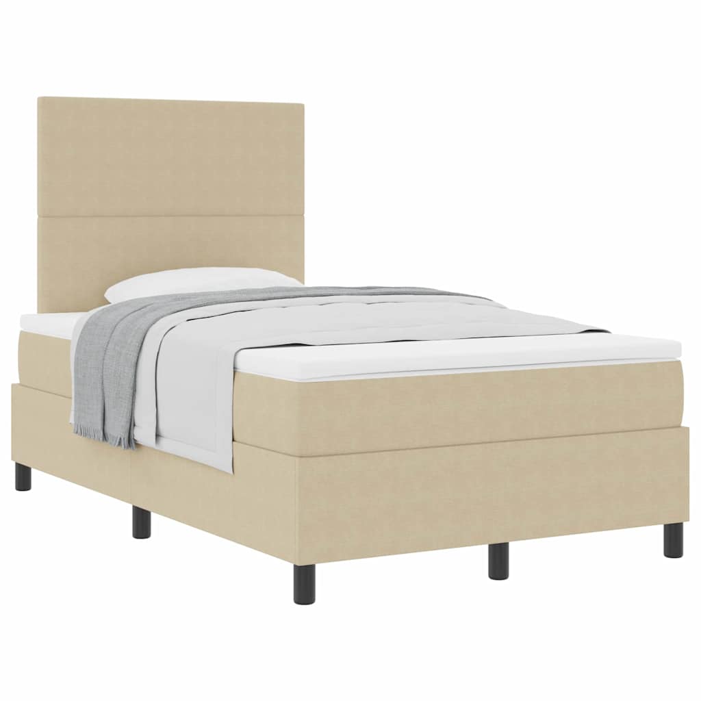 Boxrugós ágy fejtámlával Világosszürke és fehér 120 x 190 cm